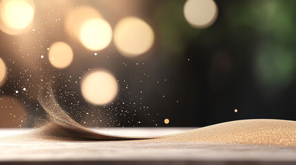 Poster - A close-up of fine sand moving gracefully, illuminated by mesmerizing light, creating a tranquil and calming atmosphere.
