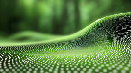 Poster - A mesmerizing abstract image of green undulating waves with a dotted texture, symbolizing nature and tranquility.