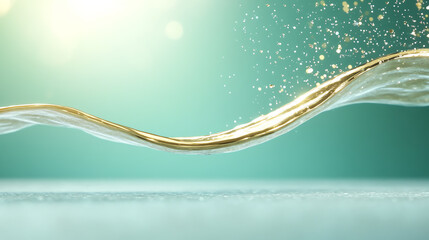 Leinwandbilder - A stunning close-up of vibrant liquid waves reflecting light, capturing the essence of refreshing beverages and energy.
