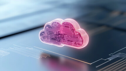 Aufkleber - A vibrant pink cloud symbolizing digital innovation and connectivity in the tech world, ideal for illustrating cloud computing concepts.