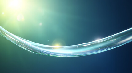 Poster - An abstract design featuring a curved line with luminous highlights against a deep blue background, conveying fluidity and motion.