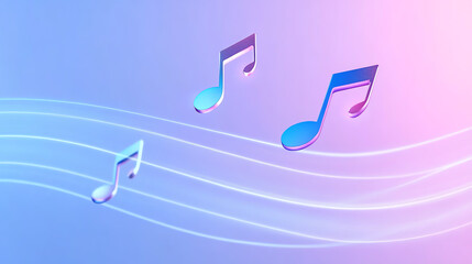 Aufkleber - Colorful music notes on soft gradient background, perfect for conveying harmony, creativity, and the essence of sound.