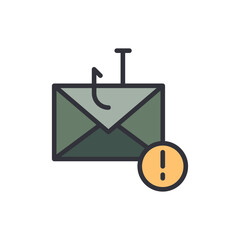 Poster - Email Phishing Alert Represented By An Envelope On A Hook Symbol