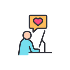 Poster - Online Dating Icon Person Using Computer With Heart Message Symbol