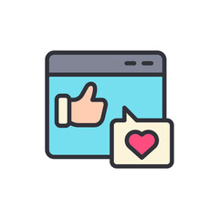 Poster - Like Button With Heart Symbol For Social Media Engagement Design