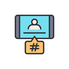 Poster - Smartphone Displaying A User Profile And Hashtag Sign Communication