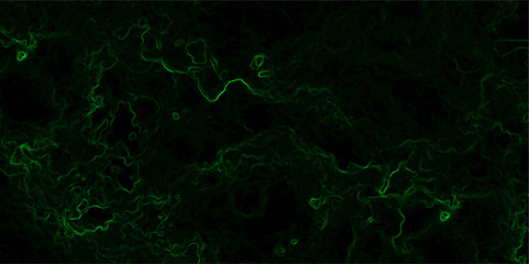Wall Mural - abstract dark texture with glowing neon green fractal-like wisps and swirling tendrils against a nea