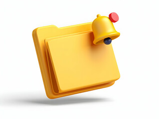 Poster - 3D Render of Yellow Folder Icon with Notification Bell