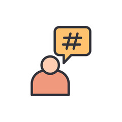 Poster - Minimalistic Illustration Of A Person Sharing A Hashtag Icon