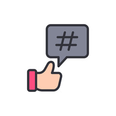 Poster - Thumbs Up With Hashtag In Speech Bubble On Transparent Background