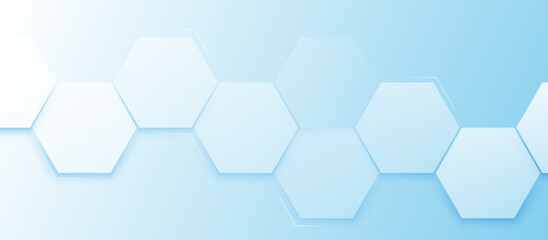 Fototapete - Light blue abstract hexagon background with modern geometric pattern