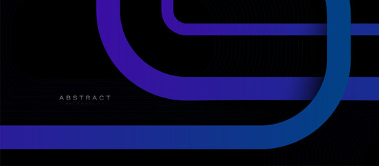 Fototapete - Minimalist dark abstract background with curved blue and purple lines