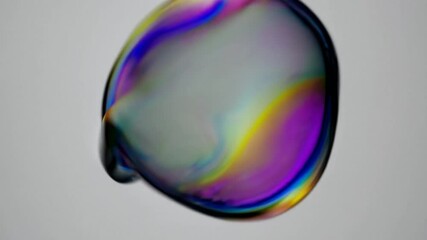 Poster - Soap bubble iridescent colors changing on white background