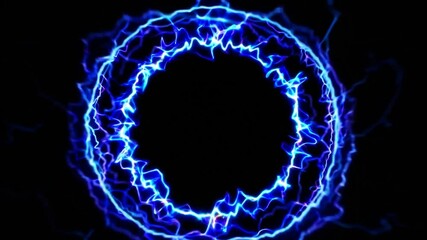 Poster - Electric blue portal opening on black background