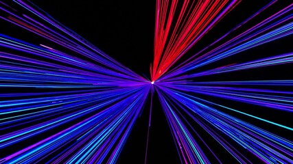 Poster - Colorful streaks converging towards center on black background