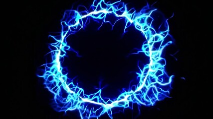 Poster - Electric blue portal opening on black background