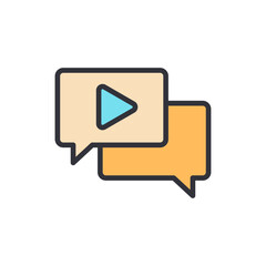 Poster - Speech Bubbles With Play Button For Video Content Communication