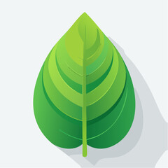 Poster - A vibrant green leaf illustration with a detailed design and shading, showcasing a flat vector art style on a plain background, perfect for nature and botanical themes