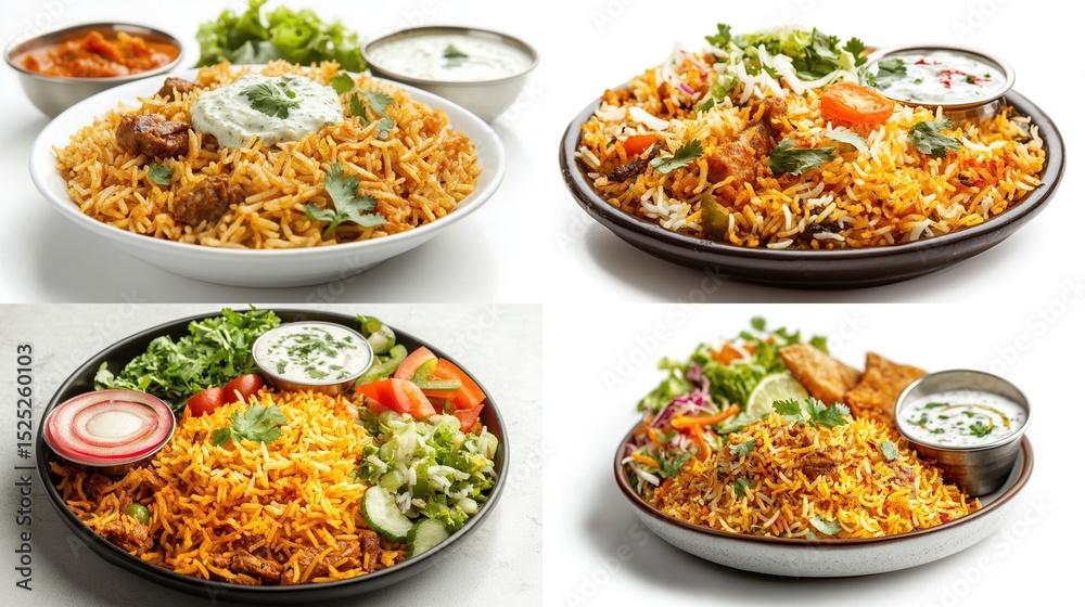 Four variations of flavorful biryani, a South Asian rice dish, are ...