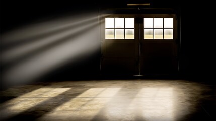 Poster - Rays of light through window door