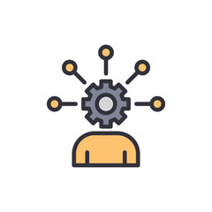 Poster - humanoid figure with cogwheel symbolizing cognitive processing and connections