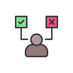 Poster - Decision Making Process Shown By Person With Check And Cross Marks