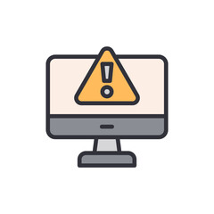 Poster - Desktop Computer Displaying A Yellow Triangle Exclamation Point Alert Icon