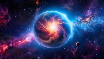 cosmic nebula planet swirling gases celestial body space exploration science fiction backdrop ideal 