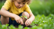 © Json - Little Gardener: White Child Carefully Planting Seedling