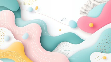 Poster - Abstract Pastel Background with Fluid Organic Shapes and Gold Glitter