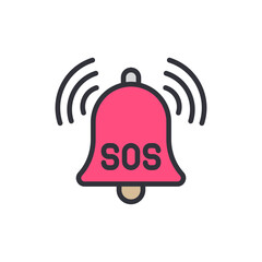 Poster - Emergency Alert Bell With SOS Signal On Transparent Background