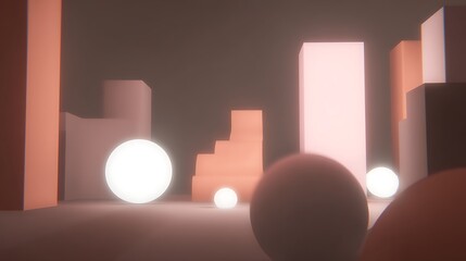 Poster - Minimalist rendering with spheres and blocks