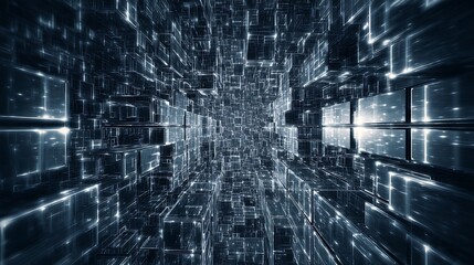 Aufkleber - Abstract digital city with geometric structure