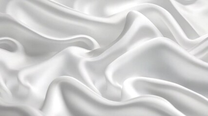 Poster - Elegant and Luscious Soft White Satin Fabric Draped Background with Gentle Waves and Textures for Fashion and Design Projects 4k video footage