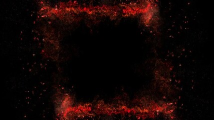Wall Mural - ember fire square frame, red particles, ember and lava simulation, loop fire transparent video, motion background