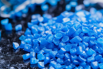 Poster - Close-up of rich blue granules on a dark surface Generative AI