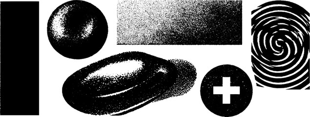 Poster - Abstract vintage engraving with stippling and halftone texture elements