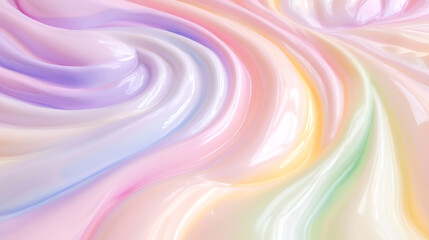 Wall Mural - Pastel rainbow swirl pattern on glossy surface