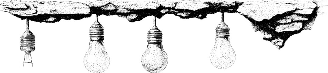 Poster - Vintage light bulb design with engraving and halftone texture for artistic decor