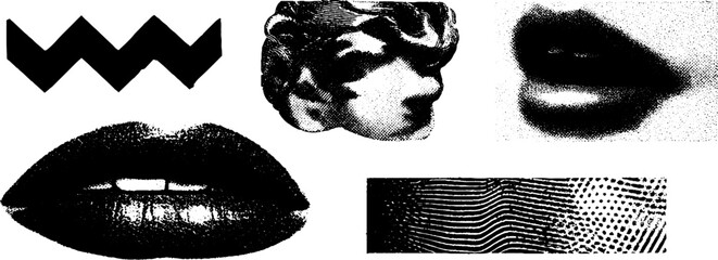 Poster - Vintage engraving stippling art with halftone texture elements for design and decoration