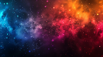 Poster - A vibrant abstract background features a cosmic nebula with glowing stars and colorful gradients, creating a dreamy and magical space scene