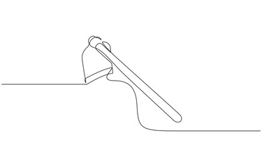 Aufkleber - One line art Garden Hoe Tool vector illustration. line art, one continuous line, Continuous one line art Hoe tool editable outline.