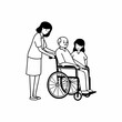 © SITI NUR HOLIDA - Asian family health care and insurance business at home concept, woman daughter take care support to senior elderly father patient in wheelchair together, dad having smile in happy love lifestyle