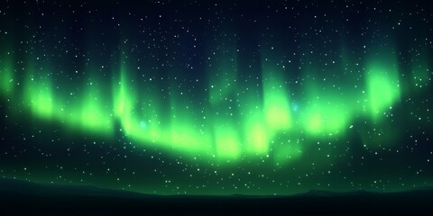 Wall Mural - A green aurora with many stars in the background. The aurora is bright and colorful, creating a sense of wonder and awe