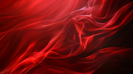 Poster - An abstract red background features flowing, wavelike patterns creating a dynamic and elegant design with smooth curves and vibrant colors, perfect for artistic and decorative purposes