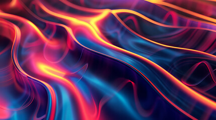 Leinwandbilder - A vibrant abstract background featuring flowing waves of blue, red, and yellow light creating a dynamic and visually captivating design