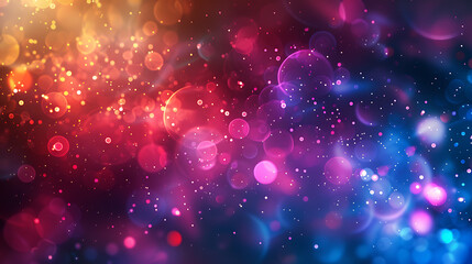 Leinwandbilder - A vibrant and colorful abstract background featuring bokeh lights in shades of orange, red, pink, purple, and blue, creating a festive and magical atmosphere with sparkling glitter