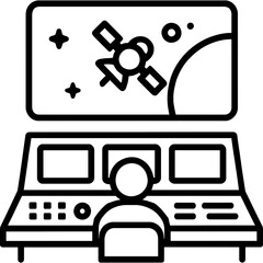 Fototapete - Vector icon of space mission control setup