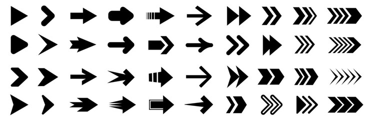 Poster - Arrow icon set, arrow cursor mega bundle, black arrows icons, unique arrow signs