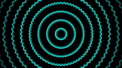 Poster - Animated turquoise fractal rings expanding and contracting on a black background creating mesmerizing visuals
